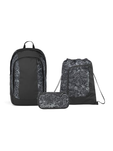Satch Schulrucksack-Set AIR "Street Ink" 3-tlg. in Schwarz