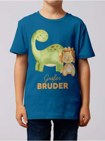 wat? Apparel T-Shirt Dinosaurier 06 Großer Bruder in Blau