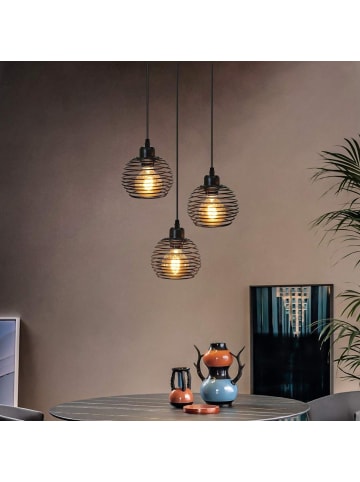 ZMH Pendelleuchte 3-flammige E27 in Schwarz rund Metall