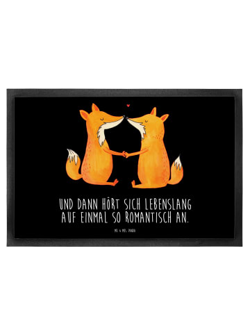 Mr. & Mrs. Panda Eingangsteppich Füchse Liebe mit Spruch in Schwarz