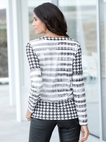 WITT WEIDEN Langarmshirt in schwarz-rot-bedruckt