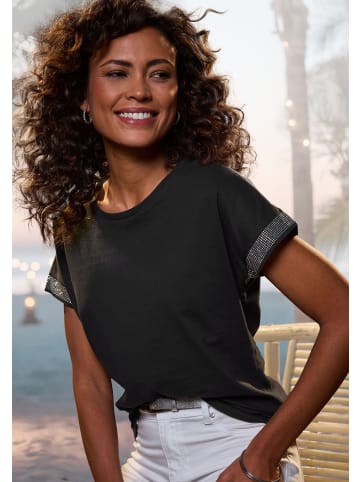 LASCANA Kurzarmshirt in schwarz