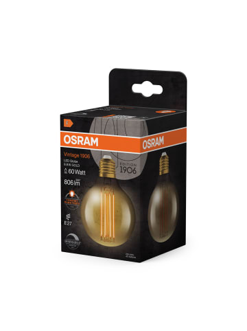 Osram OSRAM Dimmbare LED-Lampen, Vintage-Edition, 60 Watts Ersatz, E27, G80, 2200