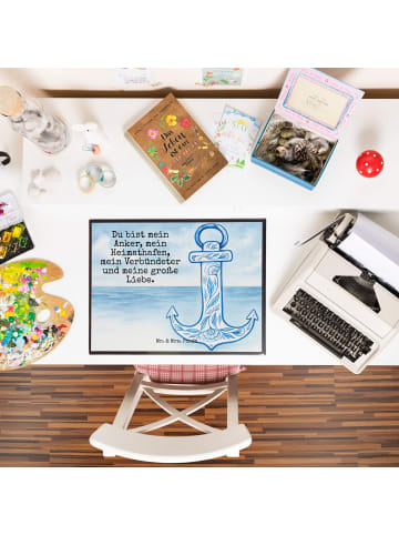 Mr. & Mrs. Panda schreibtischunterlage Anker Blau Design mit Spruch in Weiß