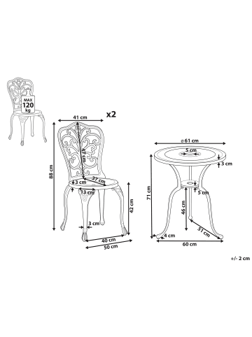 Beliani 3-tlg Bistro Set TRIORA/DASCIO in Weiß