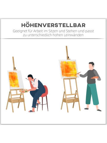 Vinsetto Staffelei-43,5L x 43B x 150-190H cm-Naturholz