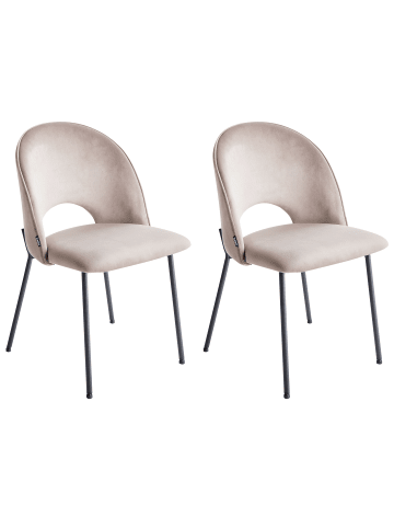 Beliani 2er-Set Esszimmerstuhl COVELO in Beige/Schwarz