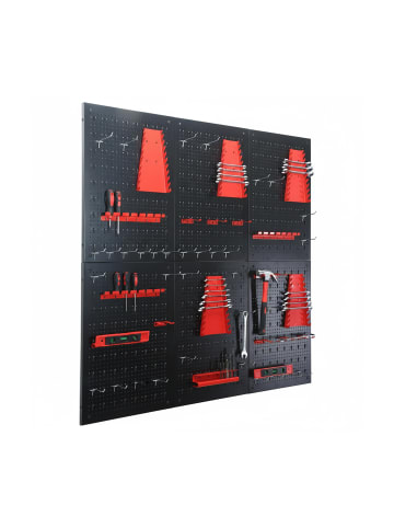 relaxdays 4 x Werkzeugwand mit 39-tlg. Zubehör in Schwarz/ Rot - (B)40 x (H)60 x (T)2 cm