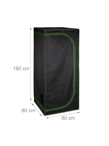 relaxdays Growzelt in Schwarz/ Grün - (B)80 x (H)180 x (T)80 cm