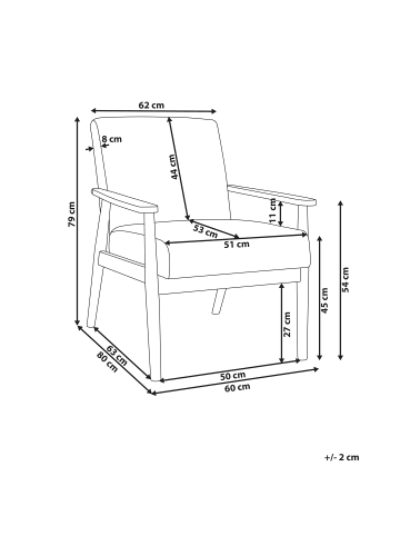 Beliani Sessel ESRUM in Weiß/Braun - (W) 62 x (H) 79 x (L) 80 cm