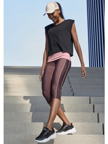 LASCANA ACTIVE 2-in-1-Shirt in schwarz-rosa