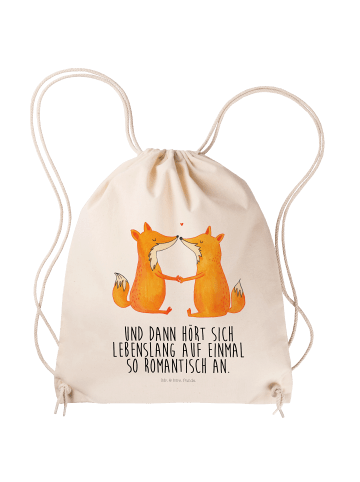 Mr. & Mrs. Panda gym rucksack Füchse Liebe mit Spruch in Creme