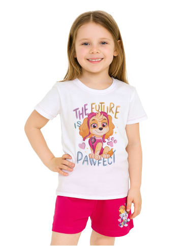 Paw Patrol Paw Patrol Schlafanzug Pyjama Set Kurzarm in weiß/pink