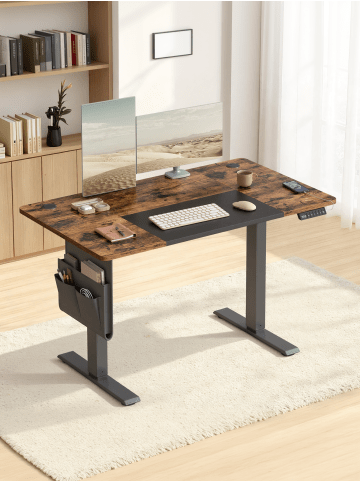 SONGMICS Schreibtisch Balok in Braun-Schwarz - (B)120 x (H)(72-120) x (T)60 cm