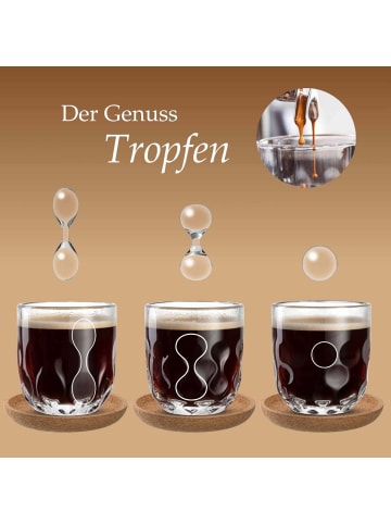 LEONARDO 6er Set Kaffeegläser mit Untersetzer Gocce 220 ml in transparent