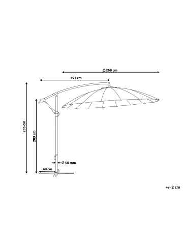 Beliani Ampelschirm CALABRIA II in Grau - (W) 268 x (H) 235 x (L) 268 cm