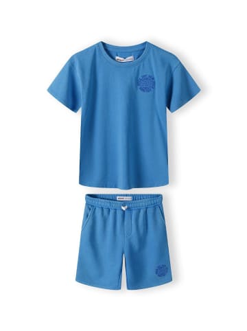 Minoti 2tlg. Set: T-Shirt & Shorts 23fleece107 in Blau