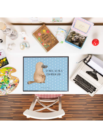 Mr. & Mrs. Panda Schreibunterlage Schnabeltier Mut mit Spruch in Blau Pastell