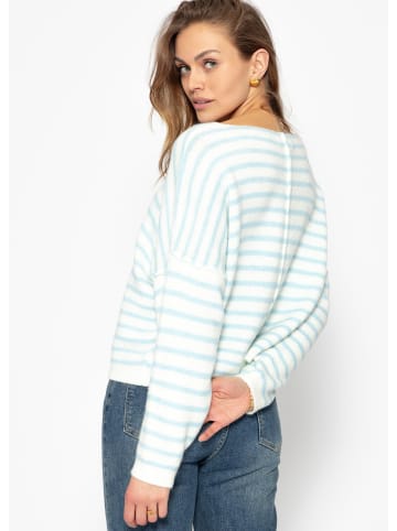 SASSYCLASSY Gestreifter Oversize Pullover mit Rückennaht in Offwhite