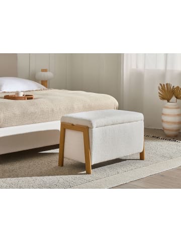 Beliani Bettbank EDLAND in Weiß/Braun - (W) 75 x (H) 44 x (L) 43 cm