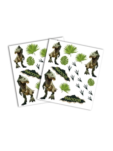 Kinder-Tattoos Tyrannosaurus 2 Bogen in Bunt