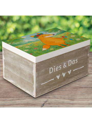 Mr. & Mrs. Panda Box Fuchs Blumen Design ohne Spruch in Weiß