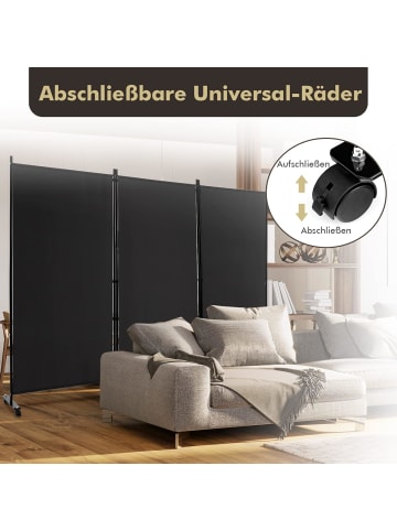 COSTWAY Raumteiler 3 tlg. 180cm in Schwarz