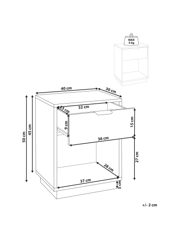 Beliani Nachttisch SUMMERVILLE in Weiß - (W) 40 x (H) 50 x (L) 30 cm