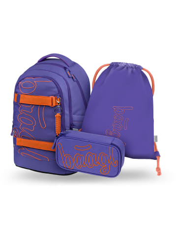 BAAGL 3-tlg. Set: Schulrucksack Skate Max in Schwarz Orange