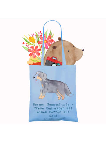 Mr. & Mrs. Panda Strandtasche Berner Sennenhund Herz mit Spruch in Sky Blue