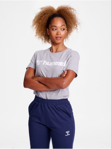 Hummel T-Shirt Regular Fit Stretch Rundhalsausschnitt Logo in Grau-2