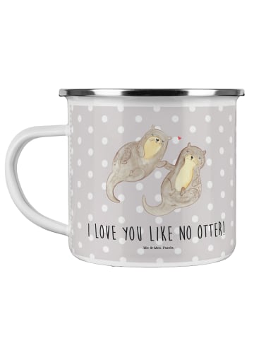 Mr. & Mrs. Panda Trinkbecher Otter Hände halten mit Spruch in Grau Pastell