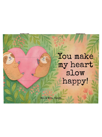 Mr. & Mrs. Panda Kiste Faultiere Herz Design mit Spruch in Weiß