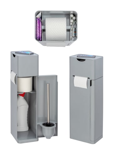 Wenko Toilettenpapier- und Toilettenbürstenhalter IMON, 6in1 in Grau, 15 x 58 x 20 cm