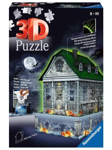 Ravensburger Konstruktionsspiel Puzzle 216 Teile 3D Puzzle Gruselhaus bei Nacht Ab 8 Jahre in bunt