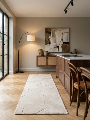 KADIMA DESIGN Teppich Kurzflor Waschbar Geometrisch  LAVAREDO Strapazierfähig in Creme