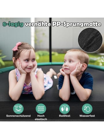 COSTWAY Ø366cm Trampolin Outdoor mit Leiter 3+ Jahre in Grün