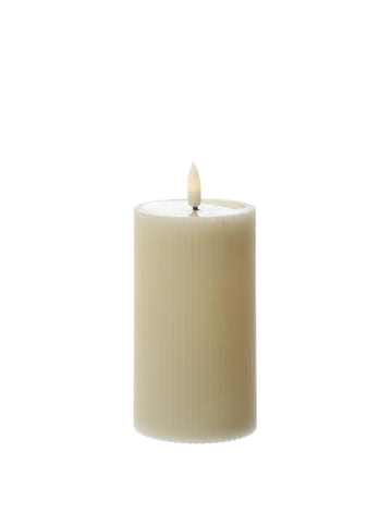 MARELIDA LED Kerze LIV mit Rillen Echtwachs H: 15,5cm in creme