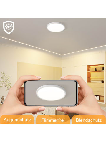 ZMH Deckenleuchte LED in weiß Ø30cm rund 3000K warmweiß 24W Wohnzimmerlampe