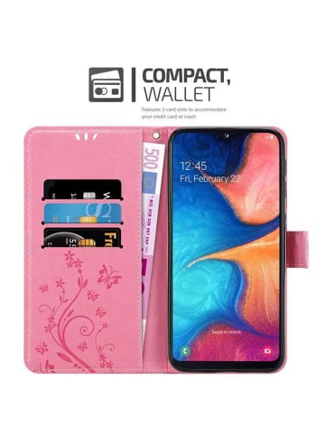 cadorabo Hülle für Samsung Galaxy A10e / A20e Blumen Design in FLORAL ROSA