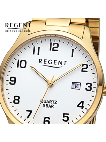 Regent Armbanduhr Regent Metallarmband gold extra groß (ca. 39mm)