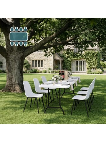 relaxdays Gartentisch in Weiß - (B)220 x (H)75 x (T)68 cm