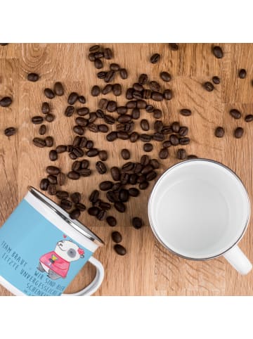 Mr. & Mrs. Panda Camping Emaille Tasse Junggesellinnenabschied T... in Sky Blue