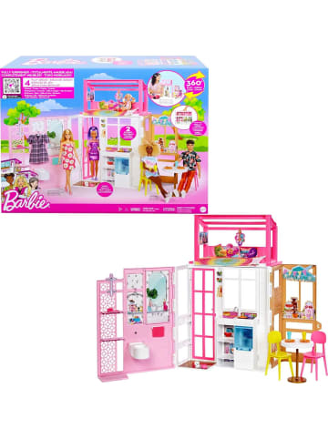 Mattel Barbie 2-stöckiges möbliertes Spielhaus mit Zubehör (ohne Puppen) in pink