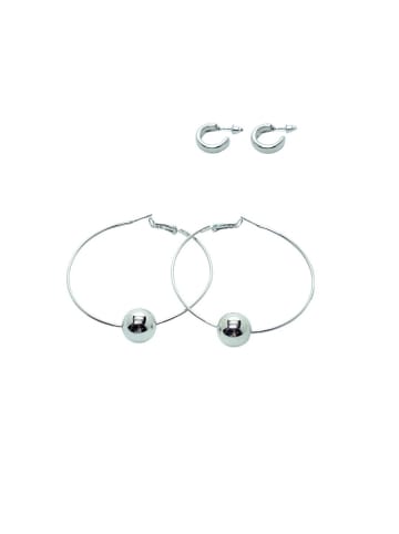 KOROSHI Set aus zwei kombinierten Ohrringen in SILBER