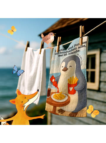 Mr. & Mrs. Panda Gästehandtücher Pinguin Pommes Design mit Spruch in Weiß