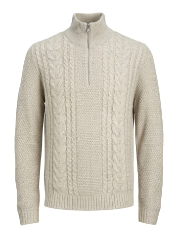 Jack & Jones Strickjacke mit Viertelreißverschluss in White Melange