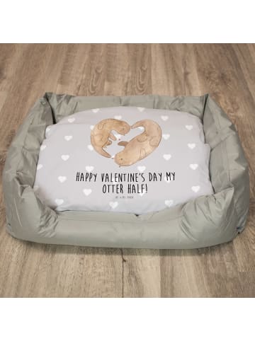 Mr. & Mrs. Panda Katzenkorb Otter Valentine mit Spruch in Grau Pastell