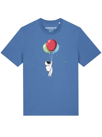 wat? Apparel T-Shirt Little Balloon Astronaut in Bright Blue