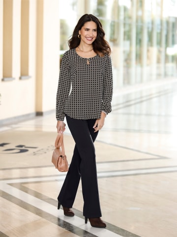 Sieh an! Schlupf-Bluse in schwarz-camel-bedruckt